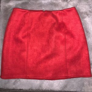 Suede red skirt